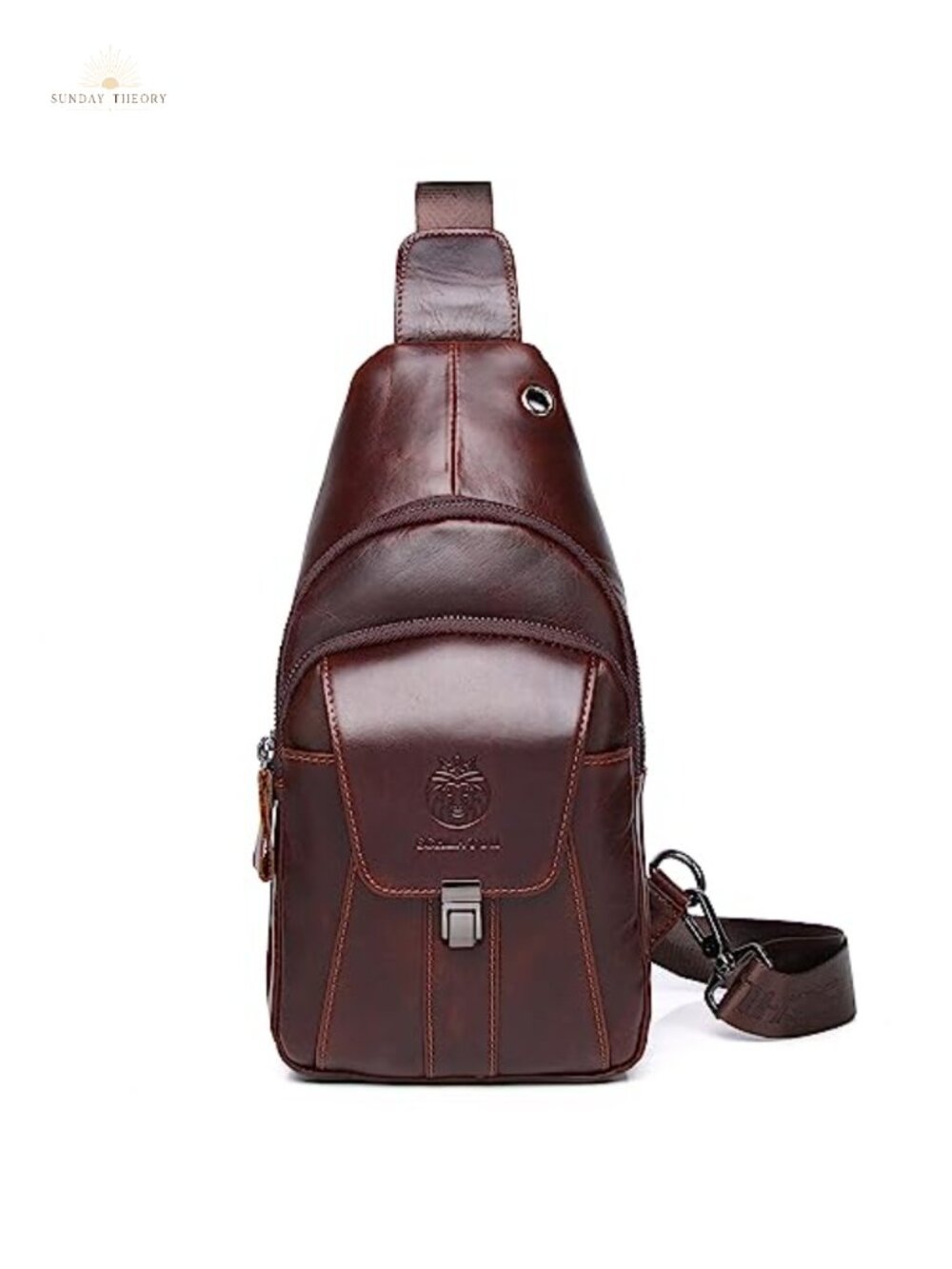 Genuine Leather Sling Bag Crossbody Daypack Adjustable Strap Casual Travel